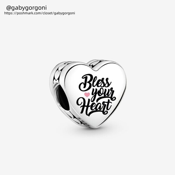 Pandora Engravable Bless Your Heart Charm|Pendant - Picture 1 of 2